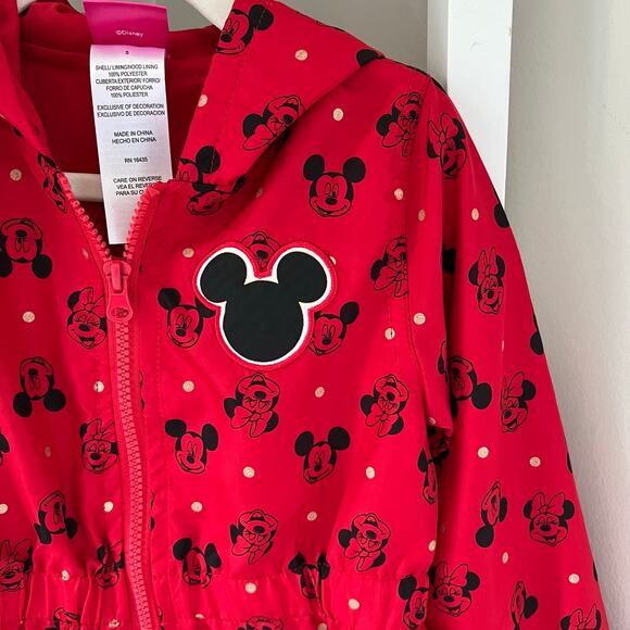 Disney Minnie Mouse Red Polka Dot Rain Jacket Hooded with Ears Girl’s size 5 - Picture 3 of 13